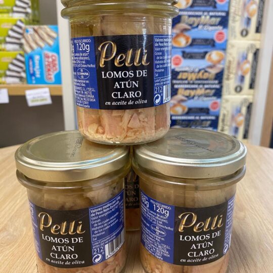 Lomos de atún claro en aceite de oliva (212 ML) "Pelli"